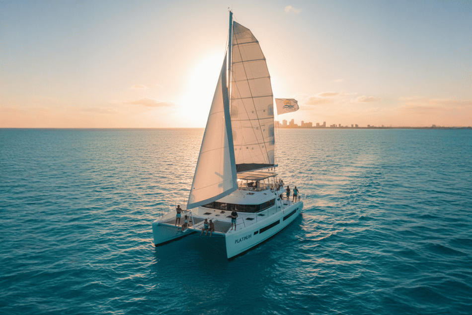 Charter Platinum Sunset Sailing Cancún – Private Catamaran with Open Bar