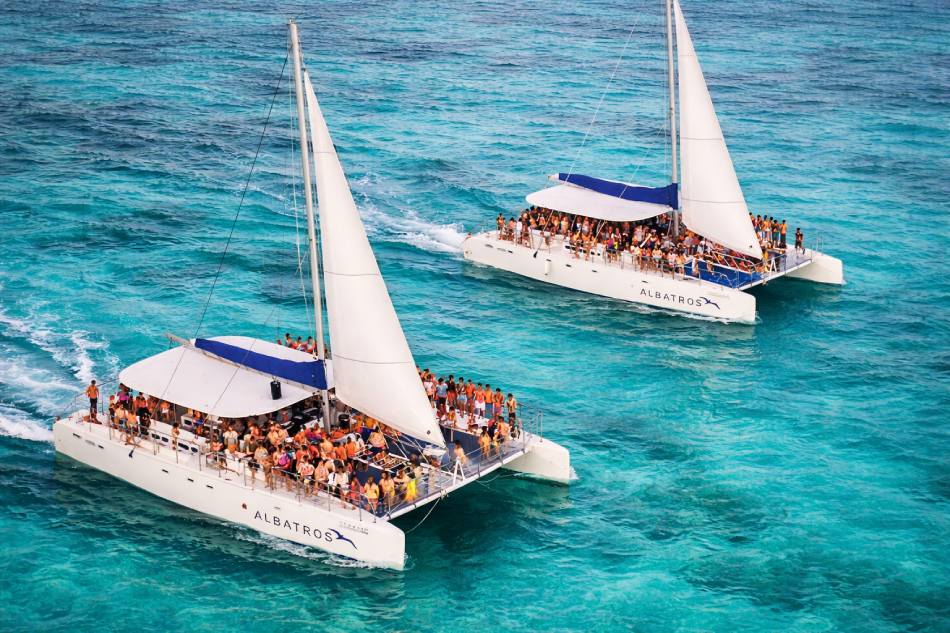Sunsations Catamaran: Sail to Isla Mujeres, Adults-Only Experience with Meal and Transportation
