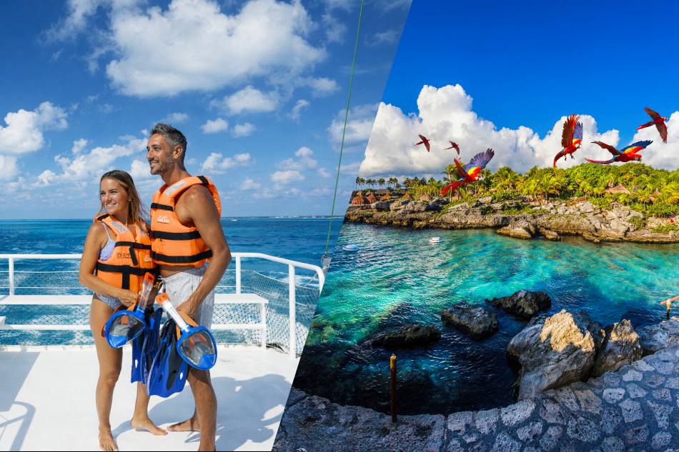 Passe de aventura de dois dias: Xcaret de Cancun Riviera Maya + Catamarán Prime Cancun Puerto Morelos